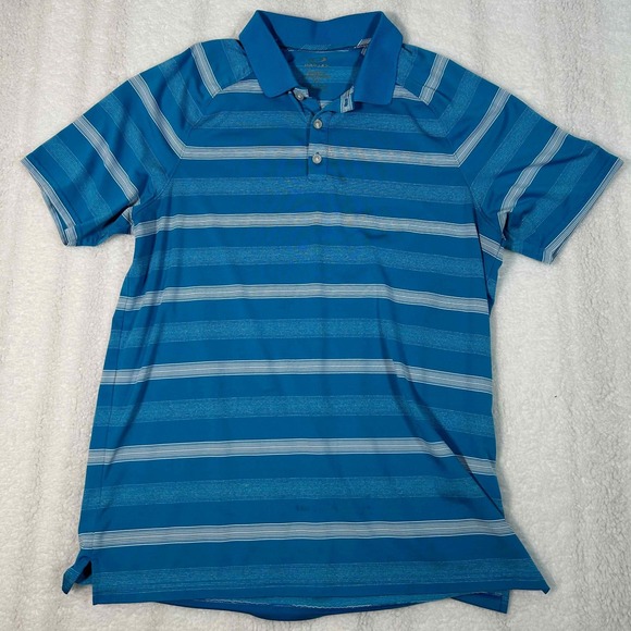 Oakley Golf Polo Shirt Striped Performance Athletic Blue Mens Size M - Picture 1 of 9
